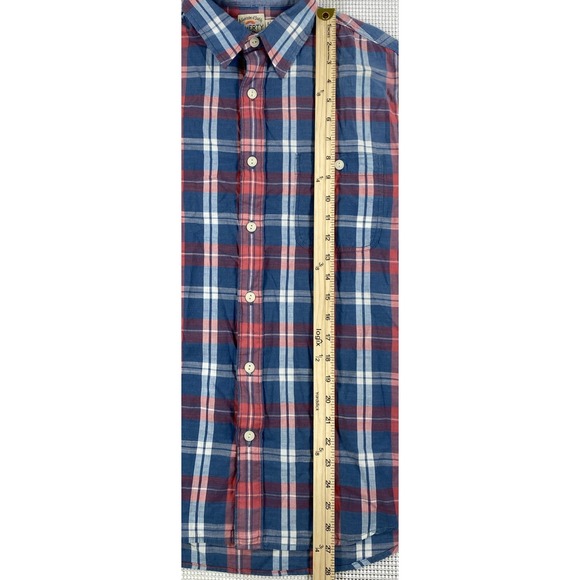 Faherty Indigo Dyed Plaid Button Up Long Sleeve Shirt Cotton Men's Small - Picture 4 of 7